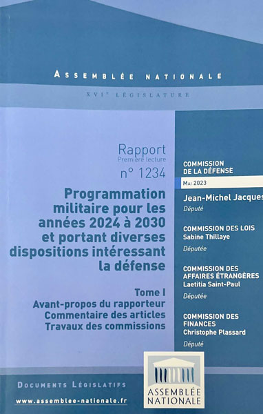 Rapport Loi de programmation militaire pour les années 2024 à 2030 et portant diverses dispositions intéressant la défense - mai 2023