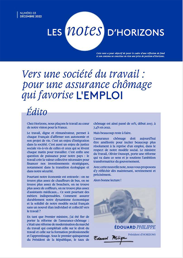 N°3 : Vers une société du travail : pour une assurance chômage qui favorise l'emploi